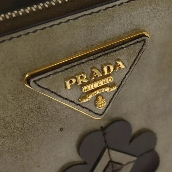PRADA Hand Bag Enamel 2way Beige Gold Auth - Picture 11 of 16
